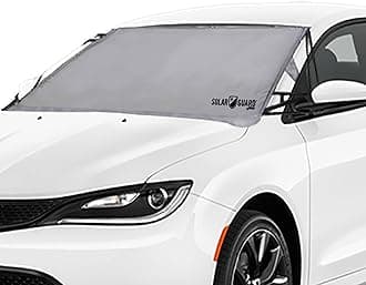 SolarGuard Sunshade for Car Windshield - Reflective Car Shades for Windshield, Blocks Damaging UV Rays - for Use on Front Window Exterior, Includes Security Flaps - Silver, Standard Size