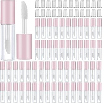 Patelai 100 Pieces 1.2 ml Clear Mini Lip Gloss Tube Refillable Empty Lip Balm Gloss Containers for DIY Makeup, Pink