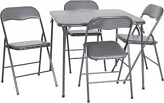 Madison 5-Piece Folding Card Table and Chairs Set, Portable Event Table and Chairs Set for Indoor and Outdoor Gatherings, Gray