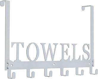 Silver Grey Over Door 6 Hooks Towel Rail