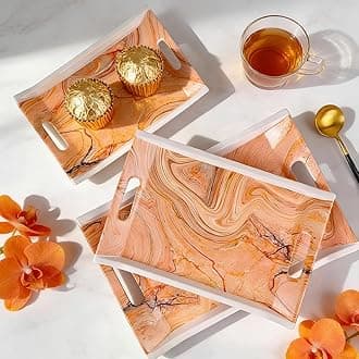 Melamine Rectangular Shape Serving Tray, Set of 3 Villori Series (Black | Small, Medium and Large Size) Tray (3 Tray) Tray (3 Tray)