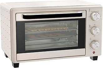 HOMCOM Mini Oven, 21L Countertop Electric Grill, Toaster Oven with Adjustable Temperature, Timer, Baking Tray and Wire Rack, 1400W, Cream