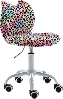 Swivel Kids Desk Chair Adjustable Rolling Student Chair Living Room Thick Padded Children Chair for Girls and Boys (Leopard)