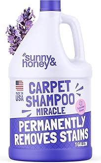 Sunny & Honey Carpet Cleaner Shampoo - Pet Stain Remover & Surface Smell Eliminator - Rug Cleaner & Upholstery Cleaner Solution for Machine Use (128 fl oz, Light Lavender Scent)