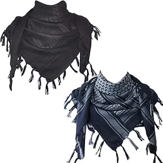 Explore LandCotton Shemagh Keffiyeh Tactical Desert Scarf Neck Head Wrap with Tassel for Men Women