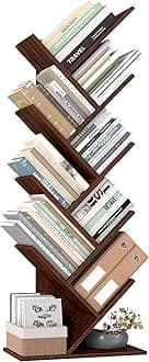 VASAGLE Tree Bookshelf, 9-Tier Bookcase, Large Bookshelf, Space-Saving Corner Shelf, Book Tree, Holds Books, CDs, Games, for Bedroom, Living Room, Home Office, Walnut Color ULBC11BY