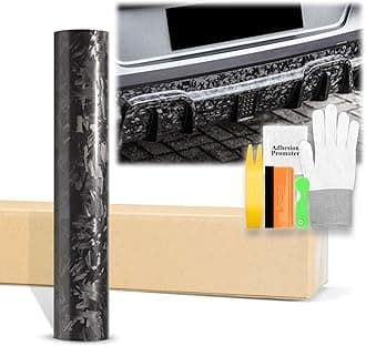 60"x360" (5FTx30FT) Gloss Black 24K Chopped Forged Carbon Fiber Textured Vinyl Wrap Auto Car Sticker Decal Sticker Film Sheet Bubble Free Air Release Technology with Tool Kit