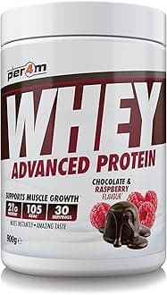 Whey Protein Powder | High Protein Shake for Muscle Growth & Recovery | Low Sugar Gym Supplement | Sports Nutrition Drink + Amino Acids (900g, Chocolate & Raspberry)