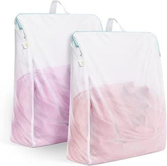 Large Mesh Laundry Bags 24x32 inch Hanging Delicates Mesh Laundry Bag with Handles Lingerie Bags Washing Machine Bag Zipper Opening,Don't Drying, Melting 140-176℉,White