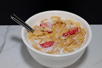 Fake Bowl of Cornflakes with Strawberries