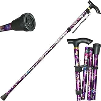 CLOKTA5-Level Walking Cane, Lightweight, Adjustable and Aluminum Canes for Seniors Adult Men and Women,Folding Canes,Ergonomic Wheeled Handle, New Floral Pattern