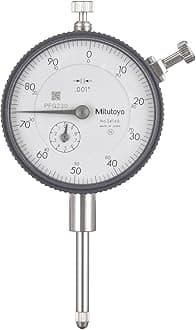 Mitutoyo "2416S" Dial Indicator, 4-48 UNF Thread, 0.375" Stem Dia., lug Back," White Dial, 0-100 Reading, 2.244" Dial Dia., 0-1" Range, 0.001" Graduation, -0.002" Accuracy