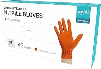 EUROPAPA46 PCS Extra Thick Nitrile Gloves Diamond-Grip Heavy Duty Mechanics Disposable Gloves, in Black and Orange, Powder-Free, Latex-Free (Orange, XL)