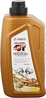 Hero MotoCorp Genuine 4T Plus 10W-30 Synthetic Engine Oil for bikes|API SL and JASO MA2 Certified|Advanced fuel saving technology| Specially formulated for Hero motorcycles| (1200 ml)
