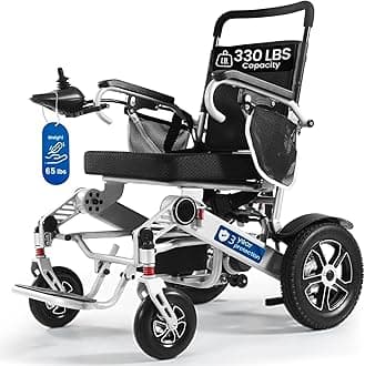 30 Miles Long Travel Range with 2 Lithium Batteries - Electric Wheelchairs for Adults,All Terrain Folding Motorized Wheelchairs for Seniors Support 330 lbs,Airline Approved Travel Power Chair