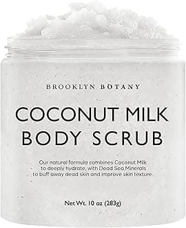 Brooklyn Botany Coconut Milk Body Scrub - Moisturizing and Exfoliating Body, Face, Hand, Foot Scrub - Fights Stretch Marks, Fine Lines, Wrinkles - Great Gifts for Women & Men - 311 g
