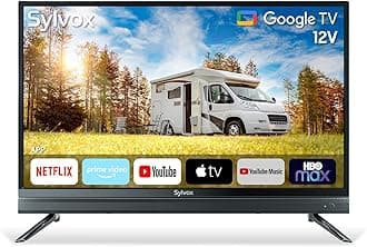 SYLVOX Smart RV TV, 32" 12V TV for RV Camper 1080P DC/AC Powered Television, Support Google, Download APPs, Bluetooth WiFi, Smart TVs for Home Car Campervan Truck