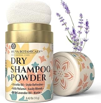 Non Aerosol Dry Shampoo Powder with Biotin - Lavender Extract and Korean Ginseng - Volumizing Travel Size (0.42 oz) - Gifts for Her