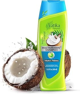 Vatika Naturals Tropical Coconut Volumizing Shampoo for Women, Multivitamin+ Hair Care for Volume & Thickness, Nourishing Coconut Shampoo for Fine, Thin & Damaged Hair with Softness & Shine, 400ml