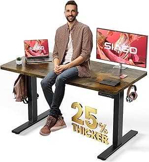 Electric Standing Desk Adjustable - 48 x 24 Inch Sit Stand up Desk with Cable Management - 3 Memory Preset Adjustable Height Table