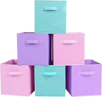 ShellKingdom Storage Bins, Foldable Fabric Storage Cubes And Cloth Storage Organizer Drawer For Closet And Toys Storage, 6 Pack (Lavender+Light Blue+Pink)