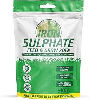 Iron Sulphate Powder Concentrate Pure Lawn Tonic Fertiliser Grass Greener Ferrous Sulphate of Iron Lawn Conditioner and Turf Hardener Dry Powder Soluble in Water by Pure Source Nutrition (5kg)