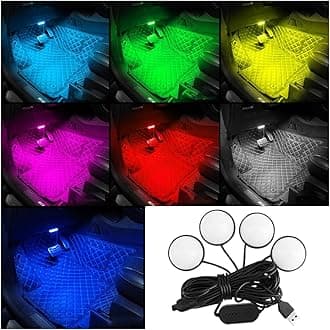 Car Interior LED Lights, Automotive Ambient Neon Light Kit with USB Port, Car Accessories, Gifts for Men and Women, 4 in 1 Decoration Lights for Car, Garden, Home, Party