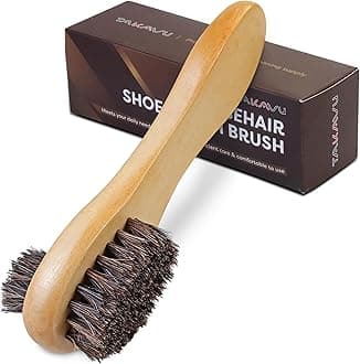 Horsehair Shoe Polish Applicator Brush, Shoe Buffing Brush for Leather Maintenance and Care, with Comfortable Grip - Ideal for All Fabrics, Bags, Boots, Backpacks, Monk Straps, and Shoes