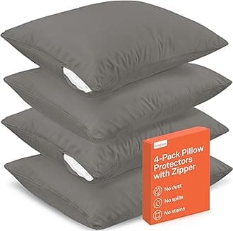 Niagara 4 Pack of Pillow Protectors with Zipper King Size, Effective Dust Protection, Quiet, Stay in Place Pillow Covers, Breathable Case for Pillow Lifespan Extension 20x36, Gray