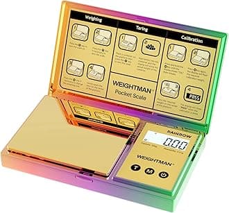 Shiny Digital Gram Scale 200g x 0.01, Chrome Rainbow Mini Scale for Food Ounces and Grams, Iridescent Plating Pocket Scale, Small Jewelry Scale, Travel Herb Scale, Backlit LCD, Auto-off, 6 Units, Tare