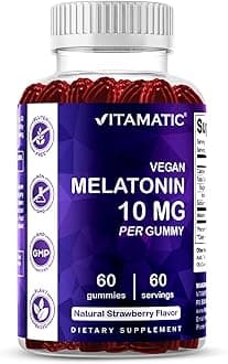 Vitamatic Melatonin 10 mg per Gummy - 60 Servings - 60 Vegetarian Gummies - Non-Habit Forming Supplement