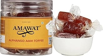 AMAWAT Alphonso Aam Papad Toffee 200gm | Premium Dried Aam Papad Candy | Sweet Mango Toffee | Healthy Fruits Snack (200gm)