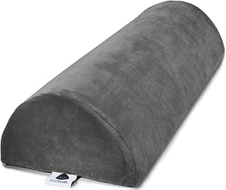 Knee Pillow for Back Sleeping | Large Half Moon Bolster Pillow for Legs, Under Knee Pillow for Sleeping on Back (20.5" x 8" x 4.5") Leg Pillow for Ankle and Foot Comfort, Machine Washable Cover, Grey