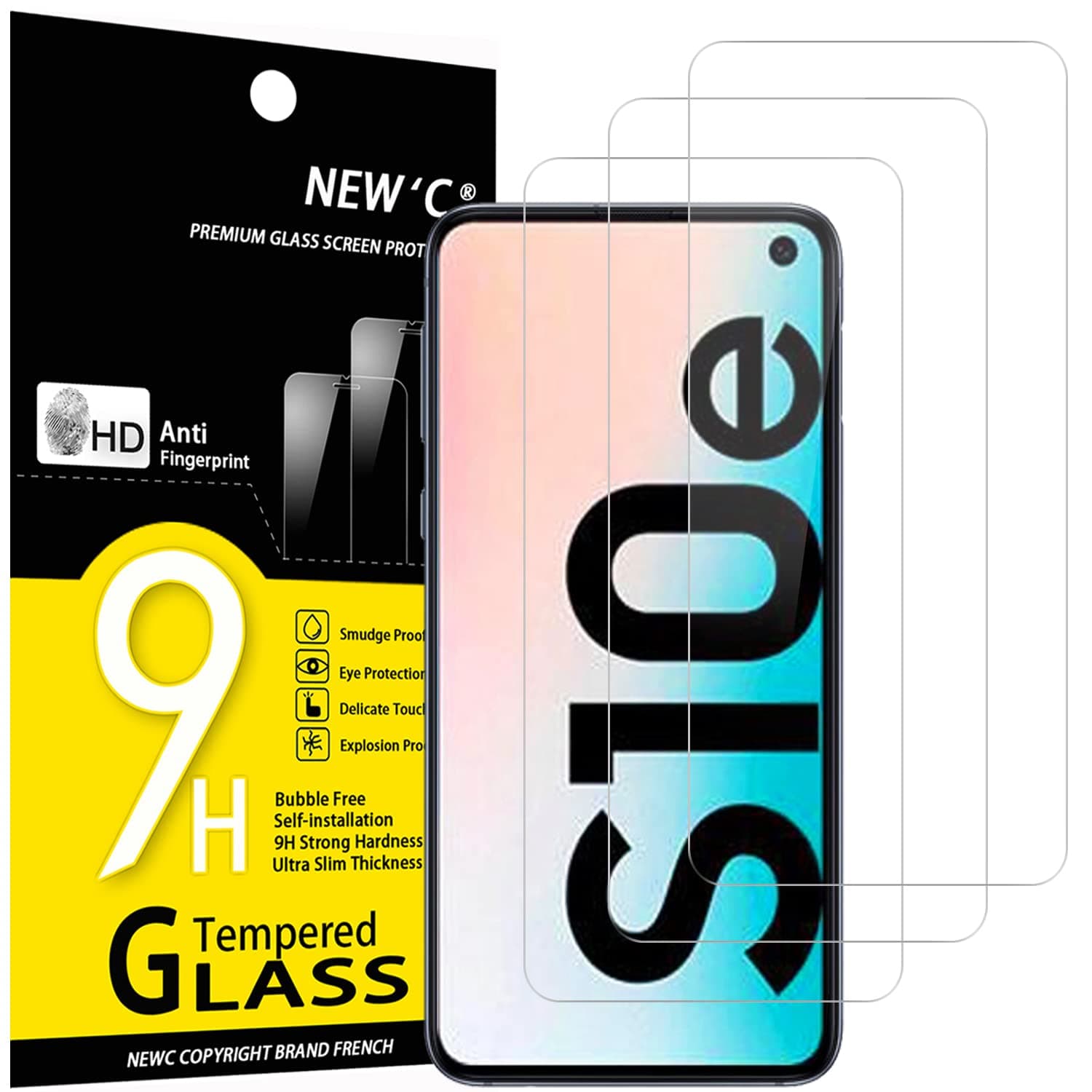 NEW'C 3 Pack Designed for Samsung Galaxy S10e Screen Protector Tempered Glass, Case Friendly Anti Scratch Bubble Free Ultra Resistant
