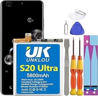 Galaxy S20 Ultra Battery, [Upgraded] UNKLOU 5800mAh Li-Polymer Replacement Battery for Samsung Galaxy S20 Ultra 5G 5G SM-G988 G988B EB-BG988ABY with Repair Replacement Tool Kit