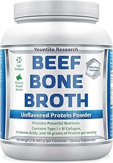 Bone Broth Beef Protein Powder - 2 lb, Unflavored - High Collagen & Gelatin from Grass Fed Bovine - Nutritious Marrow Benefits for Soups, Paleo & Keto Friendly Diets