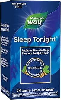 Nature's Way Sleep Tonight, Stress-Reducing Formula to Promote Restful Nights*, Melatonin Free Sleep Support with Ashwagandha and L-Theanine*, Vegan, 28 Tablets (Packaging May Vary)