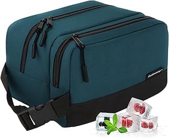 CerbonnySmall Cooler Bag Freezable Lunch Bag, Small Lunch Bag Insulated with Ice Pack, Double Layer Insulated Snack Bag for Work School Trip, Mini Cooler Bag Ideal for Fresh Snacks (Blue Double)