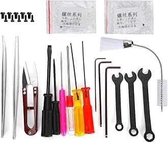 Shanrya Overlock Machine Tool, Straight/Curved Tweezers Scissors Lightweight Cross/Slot Screwdriver Serger Service Kit with Storage Box for Overlock Sewing Machine