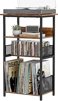 Record Player Stand with Storage Up to 100 Albums and 40 CDs, 4 Tier Vinyl Record Storage for Living Room, Turntable Stand with Record Holder & Display Shelf