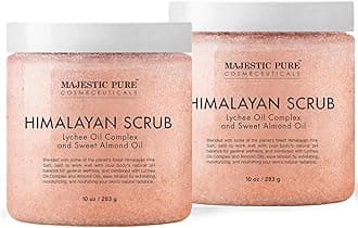 Himalayan Salt Body Scrub with Lychee Essential Oil, All Natural Scrub to Exfoliate & Moisturize Skin, Set of 2-20 oz