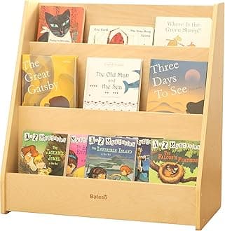Kids Bookshelf for Toddlers, 3-Tier Wooden Montessori Bookshelf, Classic Style, Children's Bookcases, Nursery, Classroom, Playroom