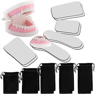 10 Pieces Dental Mouth Mirror Occlusal Reflector Intraoral Photography Mirror 2 Sided Dental Plated Glass Intraoral Photo Glass for Clinic Dentist