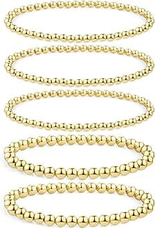 BOUTIQUELOVIN14K Gold Chain Bracelets Set for Women, Dainty Gold Paperclip Link Bead Bracelet Stackable Layered Bracelets Metal Fashion JewelryBracelets Metal Fashion Jewelry