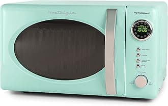Nostalgia RMO7AQ Retro 0.7 cu ft 700-Watt Countertop Microwave Oven, 12 Pre Programmed Cooking Settings, Digital Clock, Easy Clean Interior, Aqua