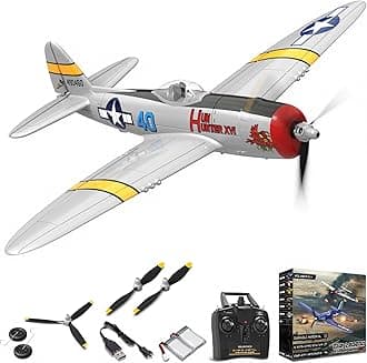 VOLANTEXRC RC Plane for Beginners, 4CH WWII Warbird P-47 Thunderbolt with Aileron, 2.4Ghz RC Airplane with Xpilot Self Righting & One Key Aerobatic, Gifts for Adults (761-16 RTF)