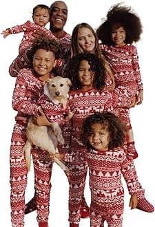 Cysincos Family Matching Christmas Pajamas Set Xmas Pjs Set Soft Long Sleeve Holiday Sleepwear Outfits for Women Men Couples
