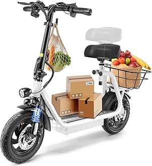 Caroma Peak 1200W Electric Scooter for Adults with Seat, 30 Miles Range and 20MPH with 3 Speed Mode LED Display,Foldable Adjustable E-Scooters with Shock Absorbtion