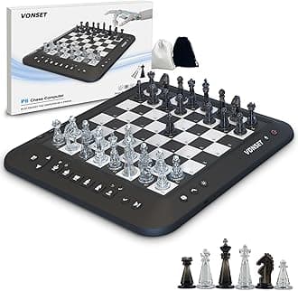 P6 Electronic Chess Board Chess Computer Talking Smart Chess Board Magnetic Electronic Chess Set with LED for Kids & Adults