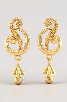 Womens 22KT (916) Yellow Gold Dangle Drop Earrings With Swirl Design And Cone-Shaped Drop - 0.95 Grams